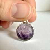 Blue John Sterling Silver Round Pendant 1.8cm x 1.2cm, Handmade UK