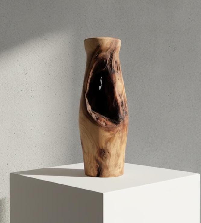Hand-Turned Elm Wooden Vase | Organic Modern Scandinavian Decor | 5th Anniversary Wood Gift | UK Handmade