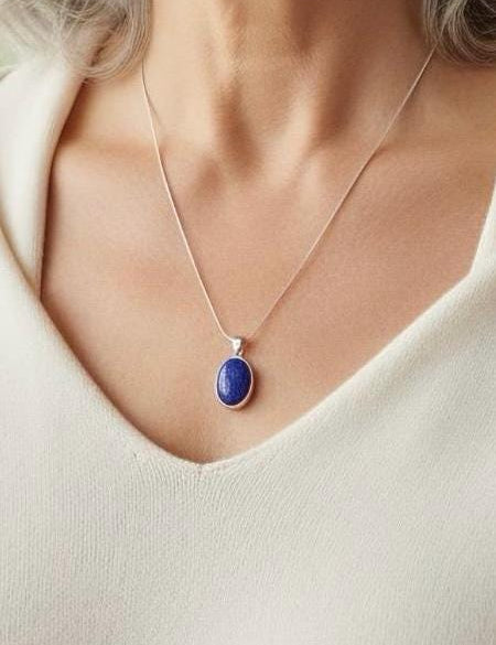 Oval Tanzanite Pendant, 925 Sterling Silver, Blue Gemstone Necklace, December Birthstone Jewelry