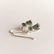 Natural Uncut Moldavite Sterling Silver Dangle Earrings