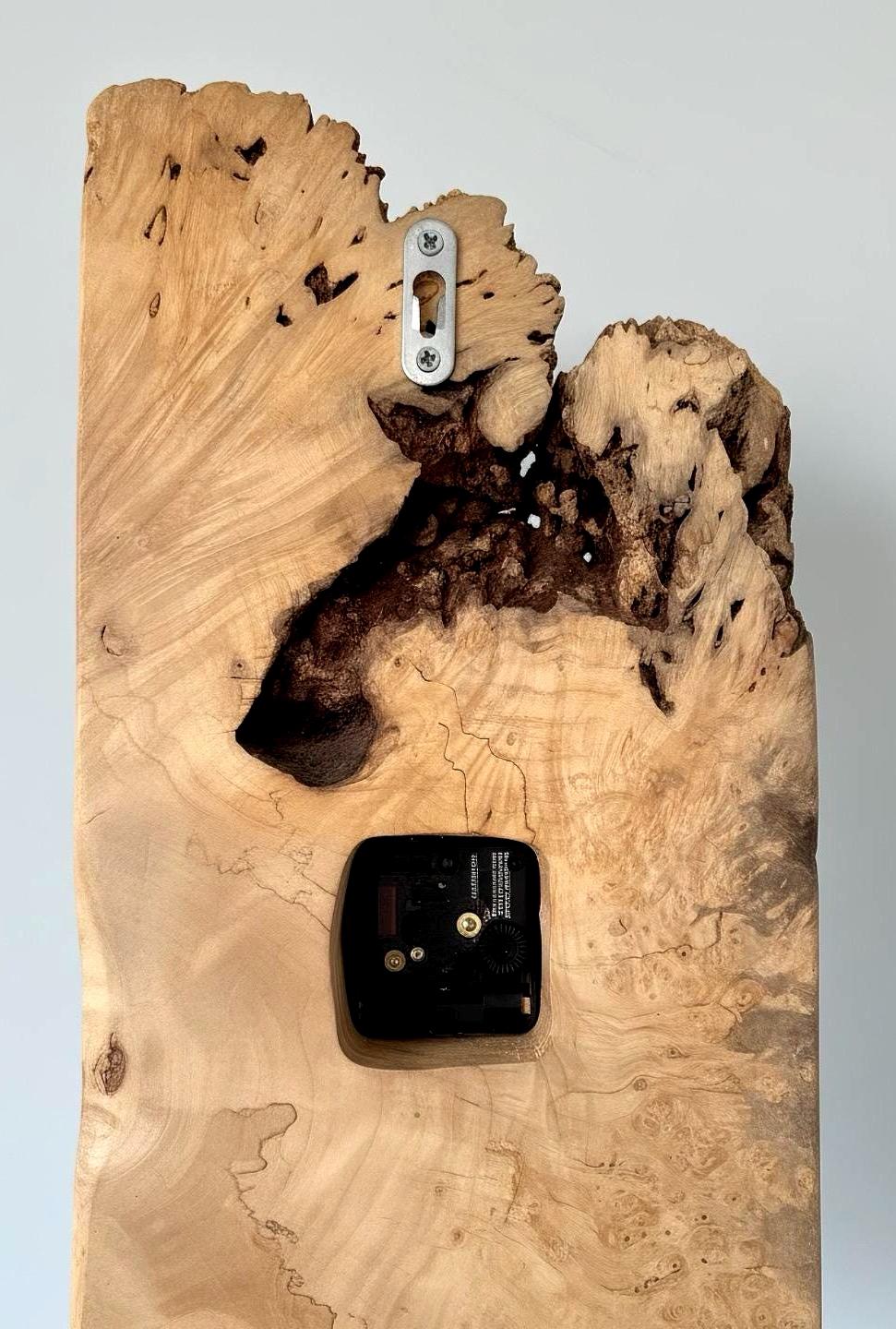 Large Burl Maple Wall Clock, Statement Wall Clock, Live Edge Wood Clock, Handmade Rustic Modern Wall Decor