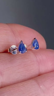 Raw Sapphire and Silver Stud Earrings