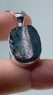 Ancient Roman Glass and Silver Pendant