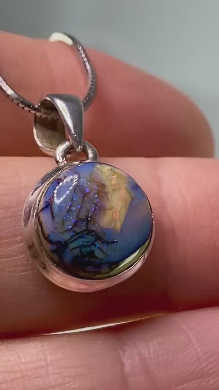 Sterling (Monarch) Opal and Silver Pendant