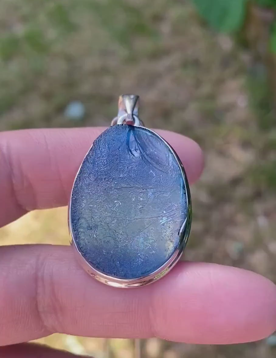 Oval Ancient Roman Glass Sterling Silver Pendant