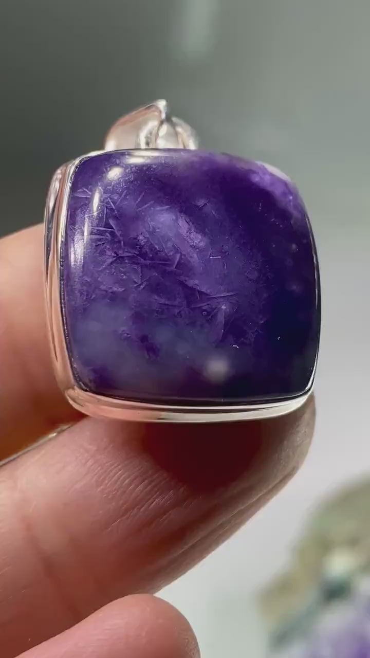 A Rare Violet Flame (Morado) Opal Silver Pendant (UV)