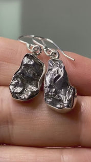 Meteorite Campo Del Cielo and Silver Dangle Earrings