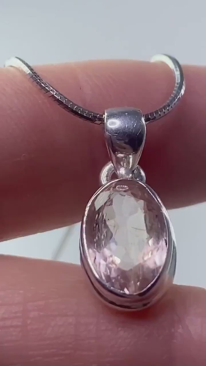 Faceted Morganite and Sterling Silver Pendant