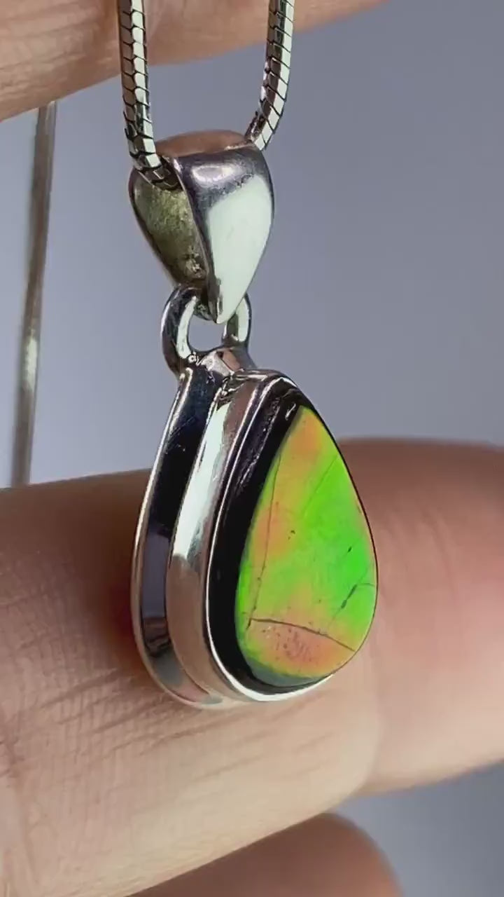 Ammolite Silver Pendant