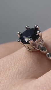 Black Crown Prongs Tourmaline and Silver Ring.