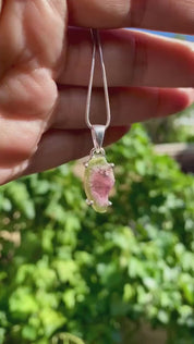 Watermelon Tourmaline Slice Silver pendant