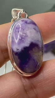 A Rare Violet Flame (Morado) Opal Silver Pendant (UV)