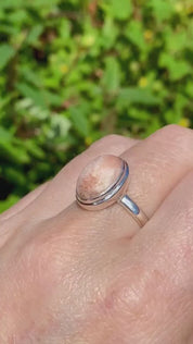 A High Grade Peach Scolecite and Silver Ring