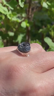 Shungite Sterling Silver Ring: Karelian Stone, Size 8