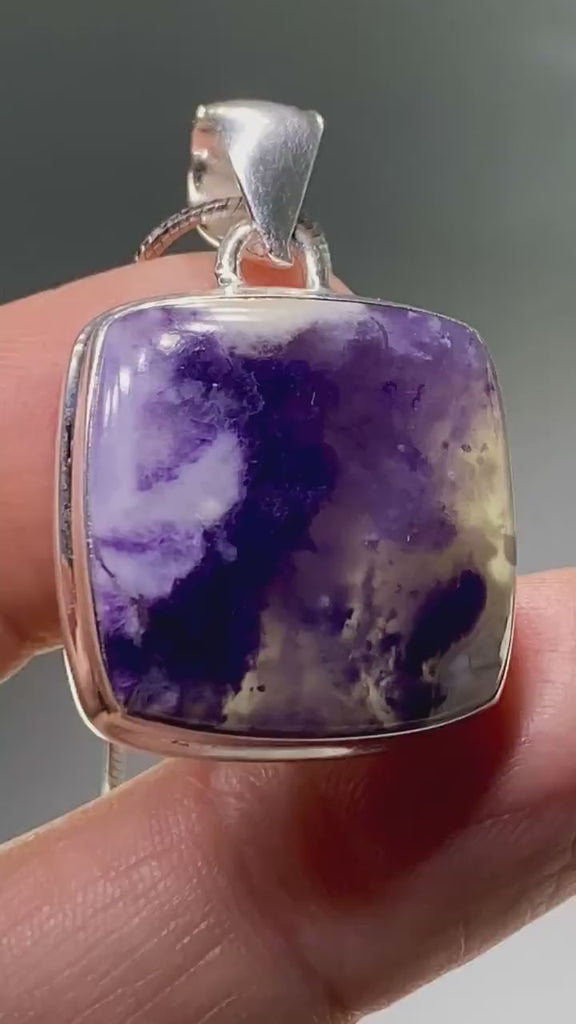 A Rare Violet Flame (Morado) Opal Silver Pendant (UV)