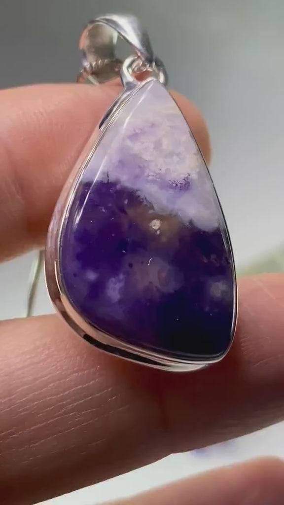 A Rare Violet Flame (Morado) Opal Silver Pendant (UV)