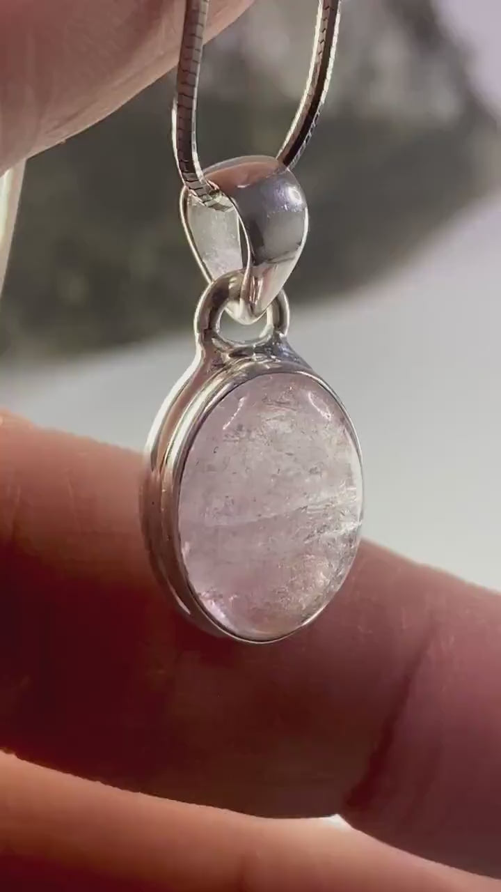 Natural Morganite and Sterling Silver Pendant