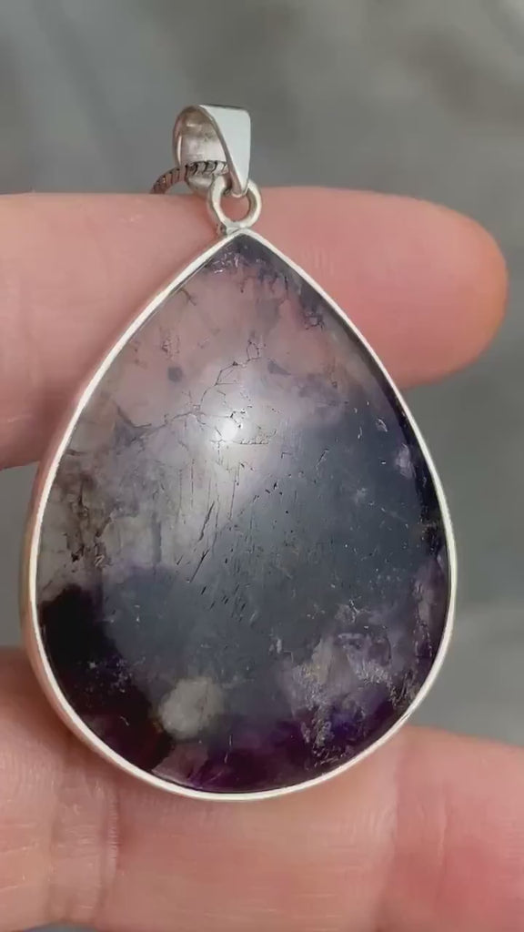 A Rare Blue John and Silver Pendant.