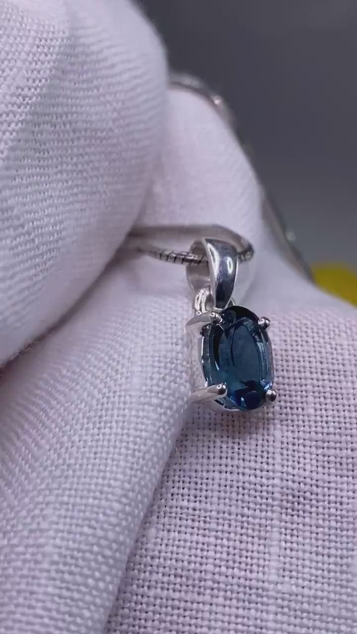 London Blue Topaz and Silver Pendant
