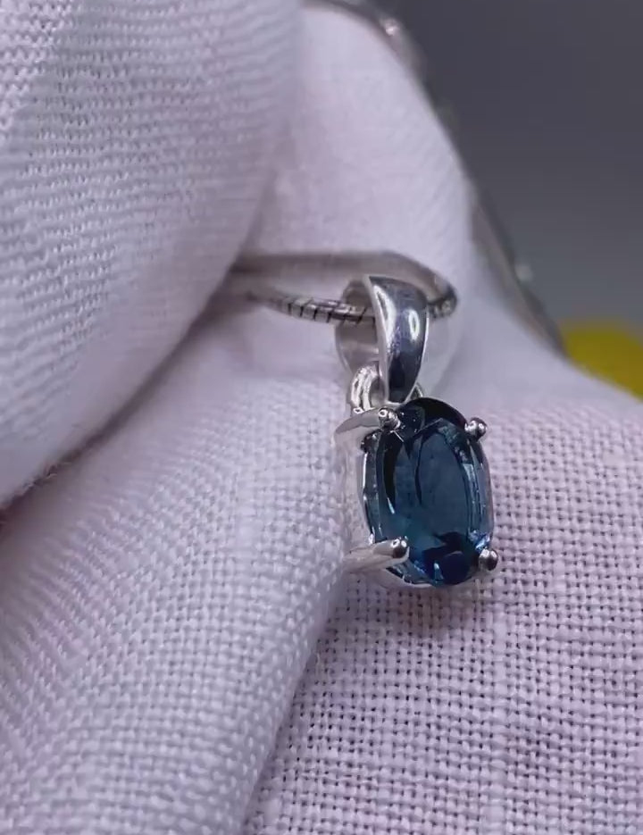 London Blue Topaz and Silver Pendant