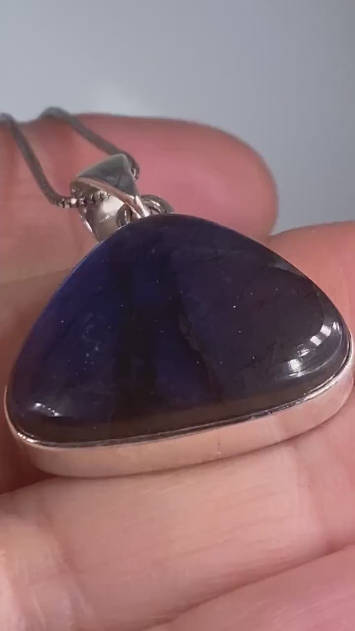 Blue Labradorite 925 Silver Pendant (M03)