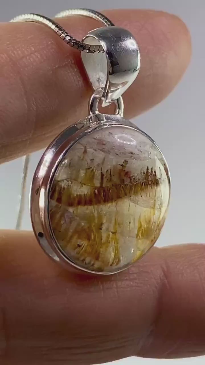 High Quality Cacoxenite and Silver Pendant(UV1305)