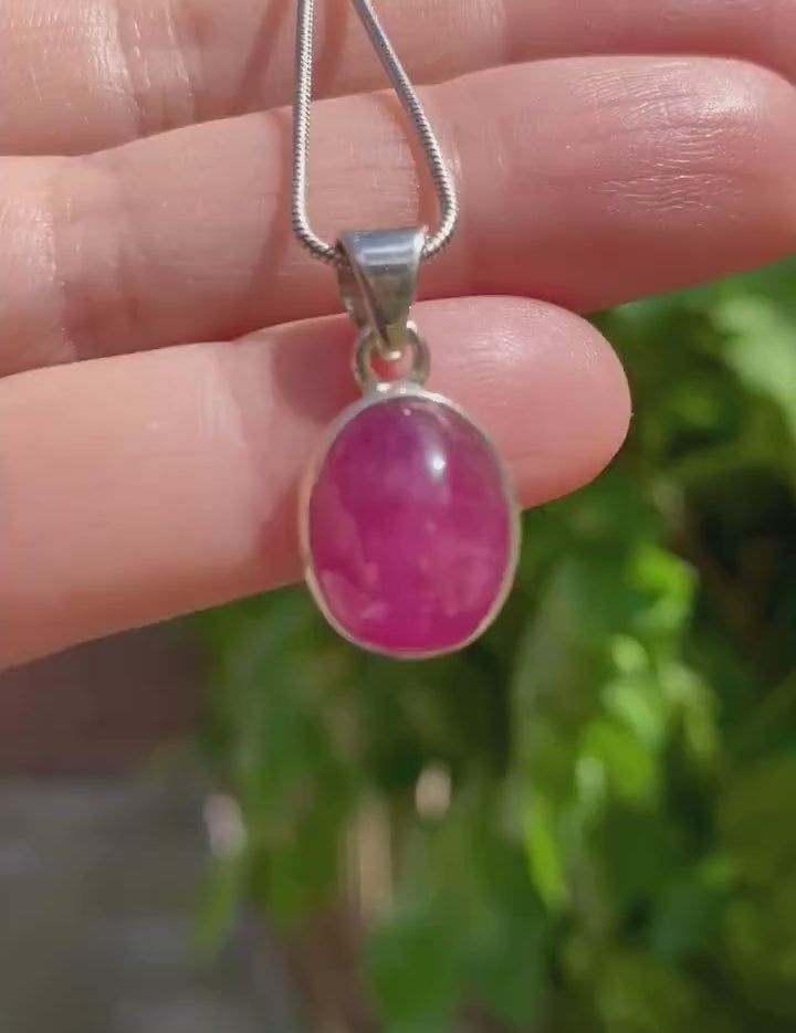Natural African Ruby Sterling Silver Pendant