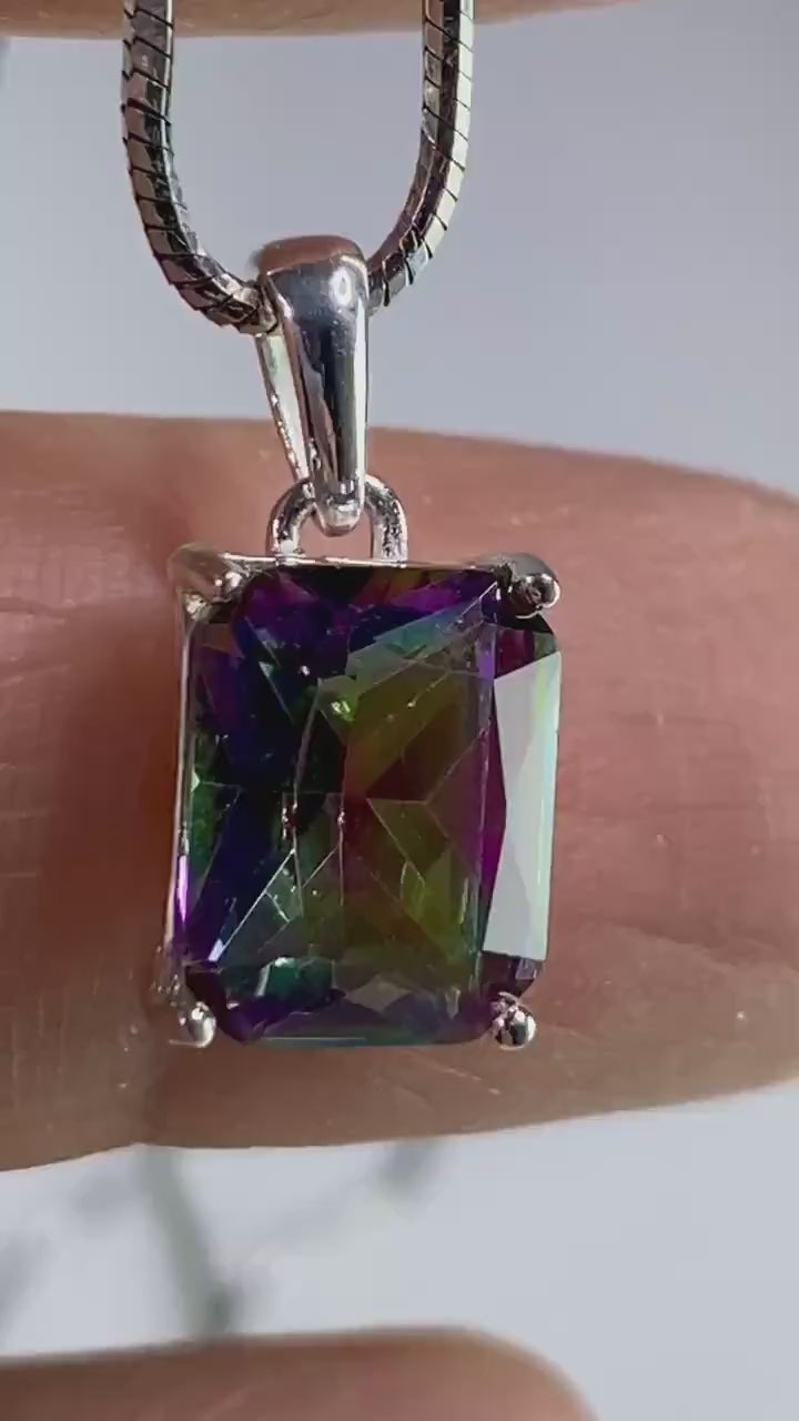 Mystic Topaz and Silver Pendant