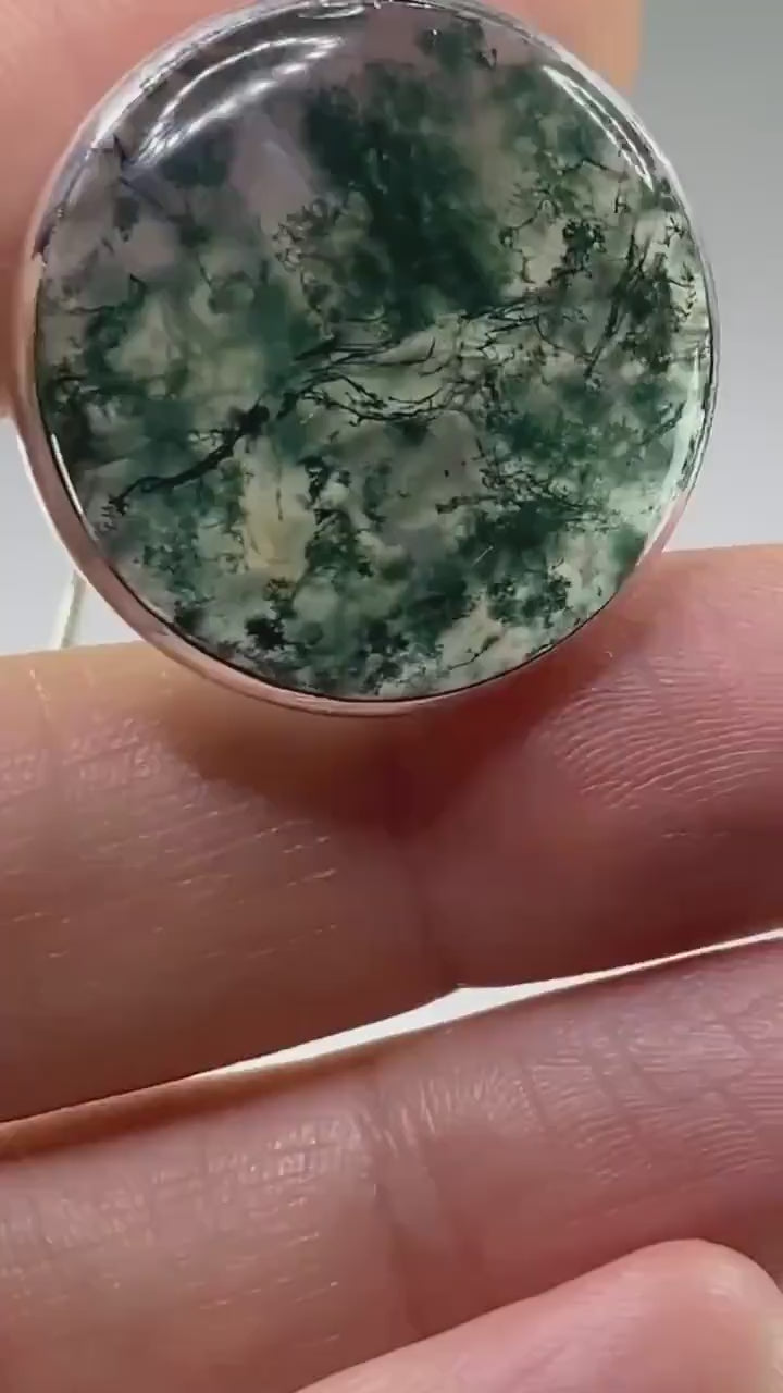 Grade AAA - Moss Agate and Silver Pendant