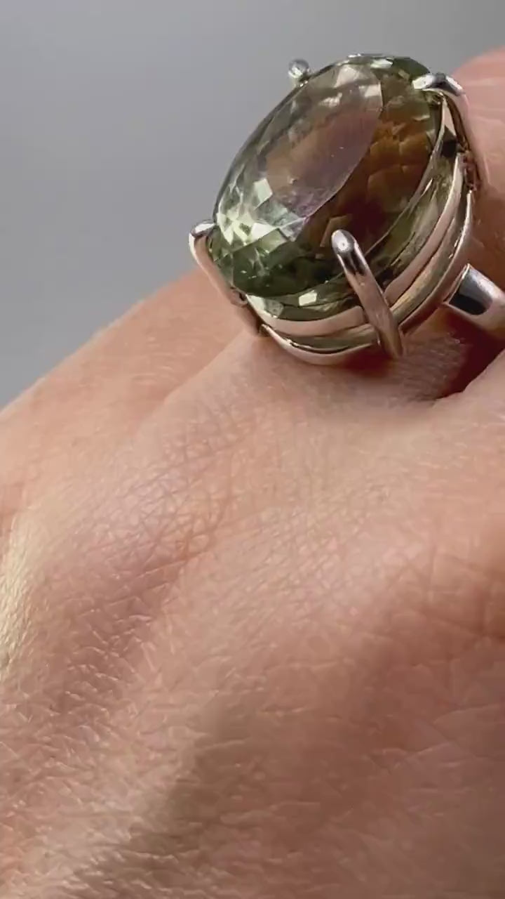 Green Amethyst (Prasiolite) and Silver Ring