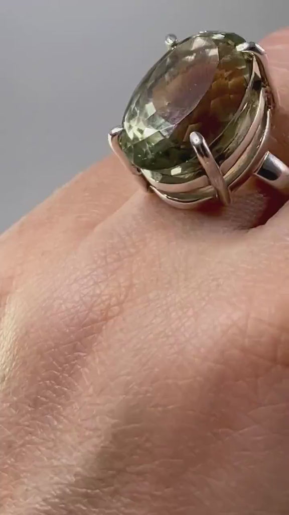 Green Amethyst (Prasiolite) and Silver Ring