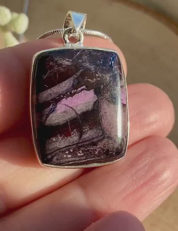 High Quality Sugilite and Silver Pendant