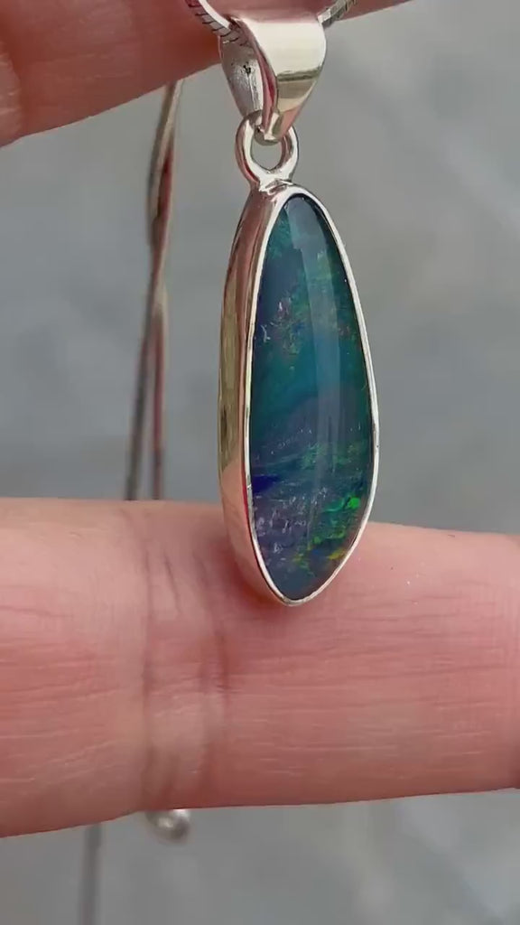 Australian Opal and Silver Pendant