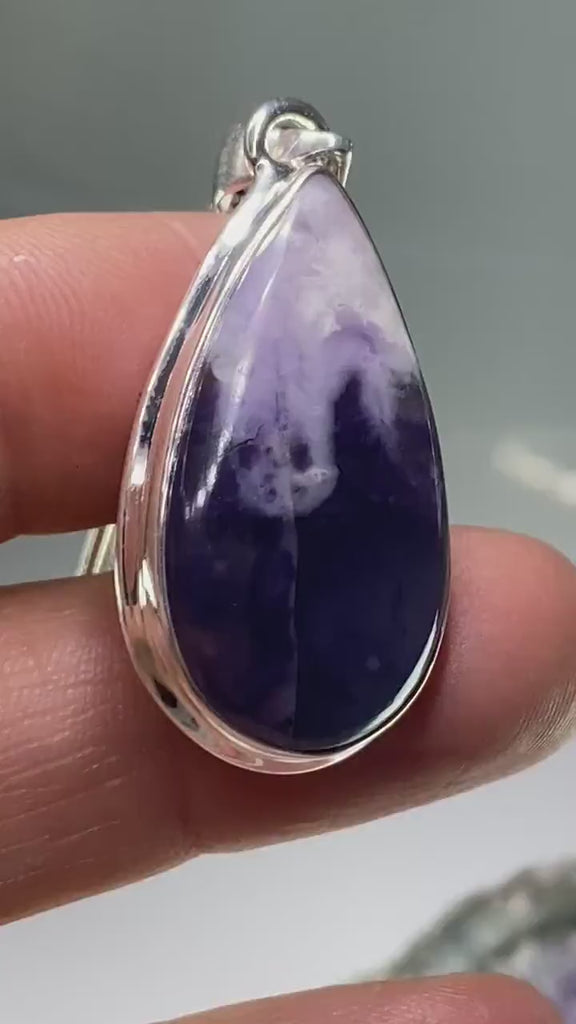 A Rare Violet Flame (Morado) Opal Silver Pendant (UV)