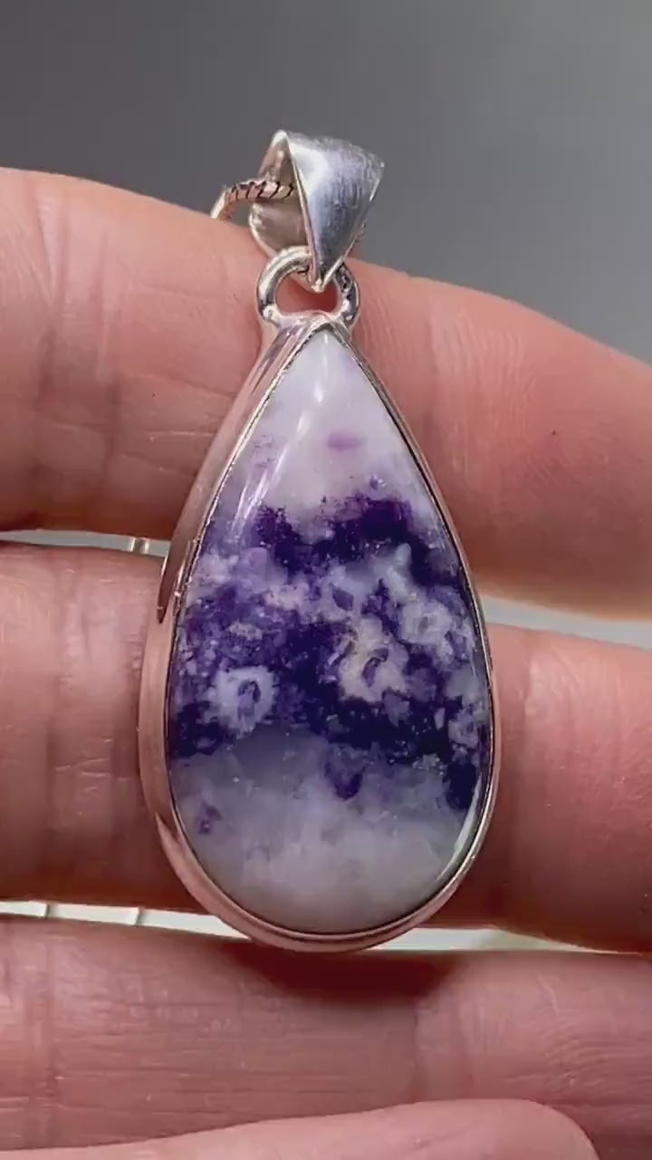 A Rare Violet Flame (Morado) Opal Silver Pendant (UV)