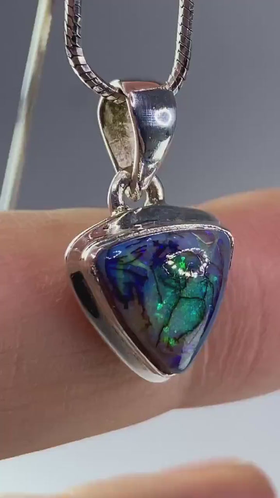 Sterling (Monarch) Opal and Silver Pendant