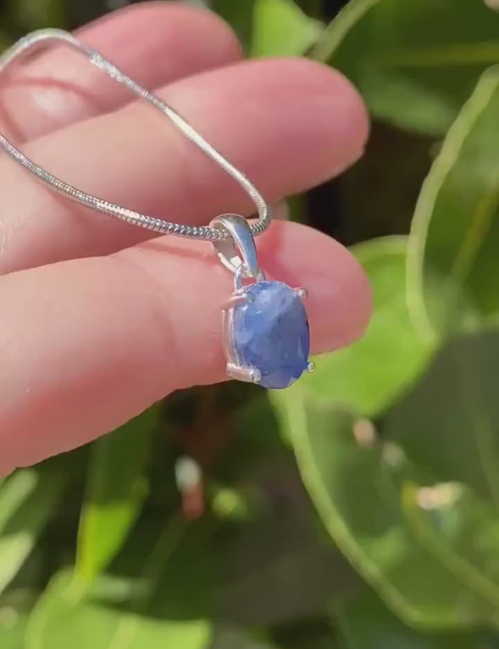 Raw Sapphire Sterling Silver Pendant