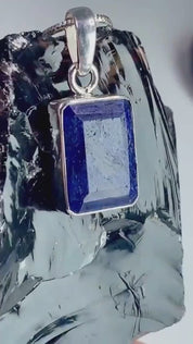 Raw Sapphire and Silver Pendant (YM)