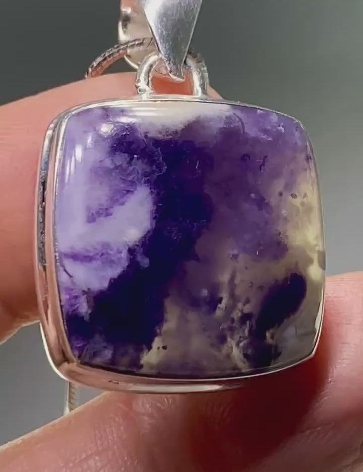 A Rare Violet Flame (Morado) Opal Silver Pendant (UV)