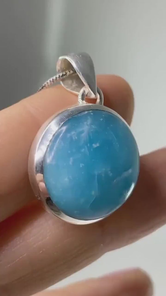 Natural Smithsonite and Silver Pendant