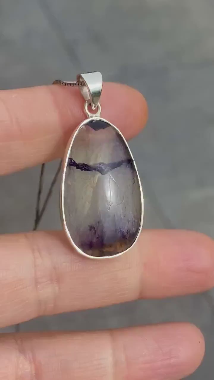 A Rare Blue John and Silver Pendant