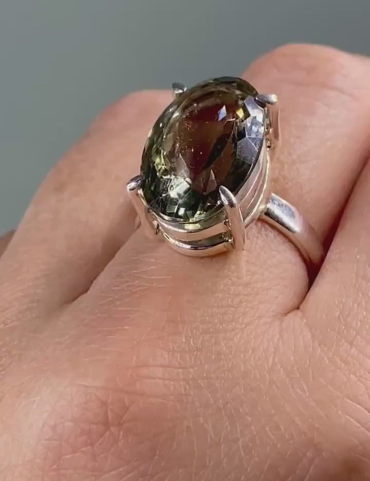 Green Amethyst (Prasiolite) and Silver Ring