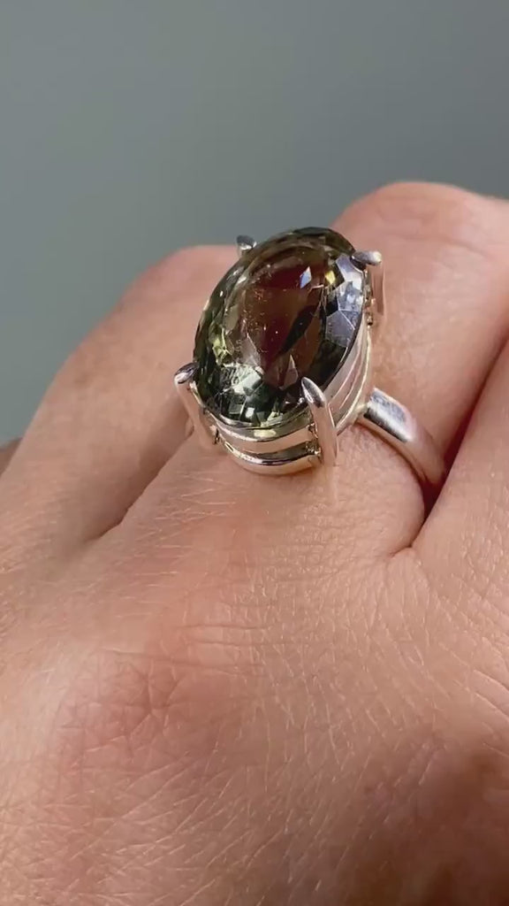 Green Amethyst (Prasiolite) and Silver Ring