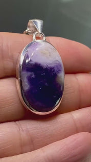 A Rare Violet Flame (Morado) Opal Silver Pendant (UV)