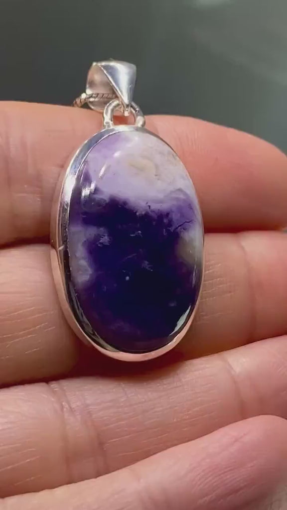 A Rare Violet Flame (Morado) Opal Silver Pendant (UV)