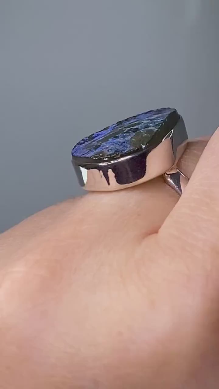 Ancient Roman Glass and Silver Ring (UV62)