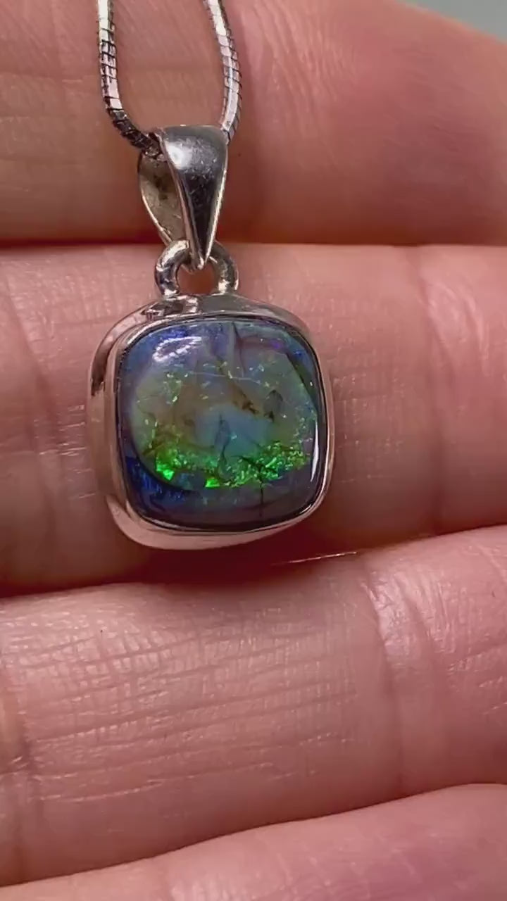 Sterling (Monarch) Opal and Silver Pendant