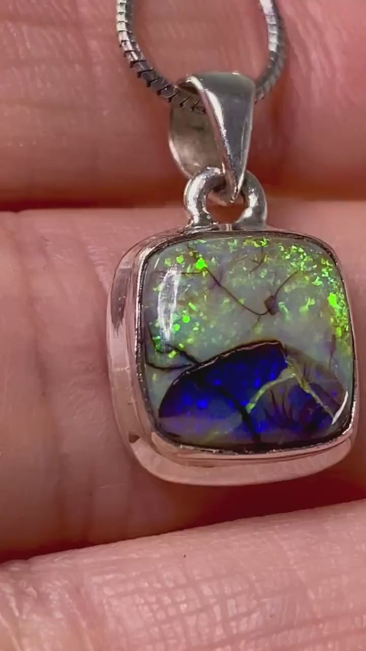 Sterling (Monarch) Opal and Silver Pendant