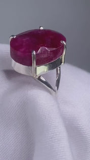 Raw Ruby and Silver Ring (AAA)