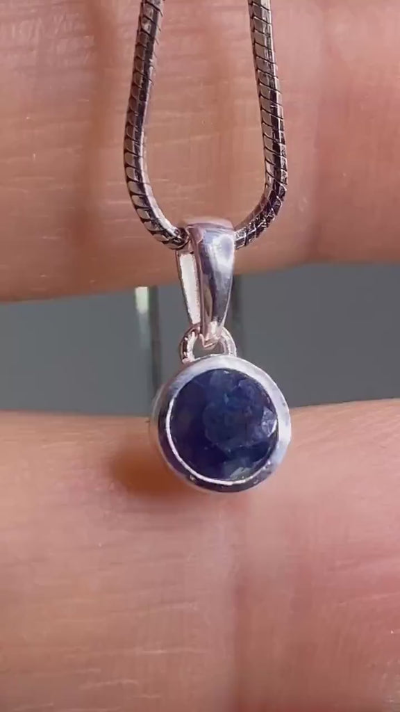 Raw Sapphire and Silver Pendant